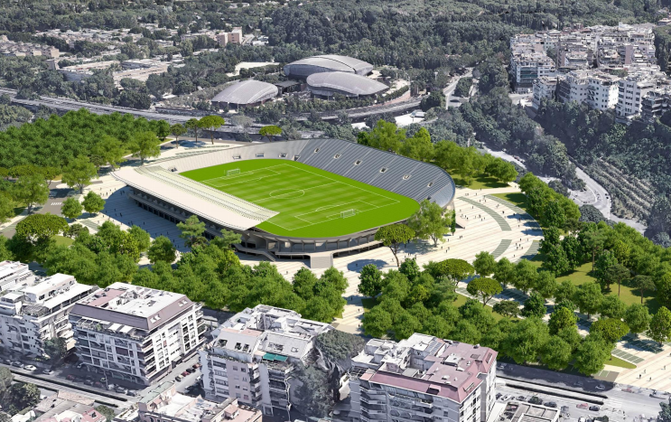 Uno dei rendering del progetto presentato da AS Roma Nuoto per il restauro dello stadio Flaminio