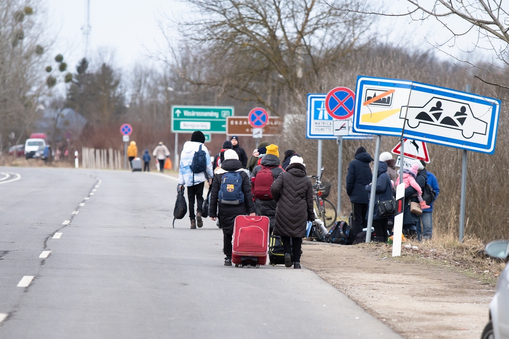 Famiglie ucraine in fuga