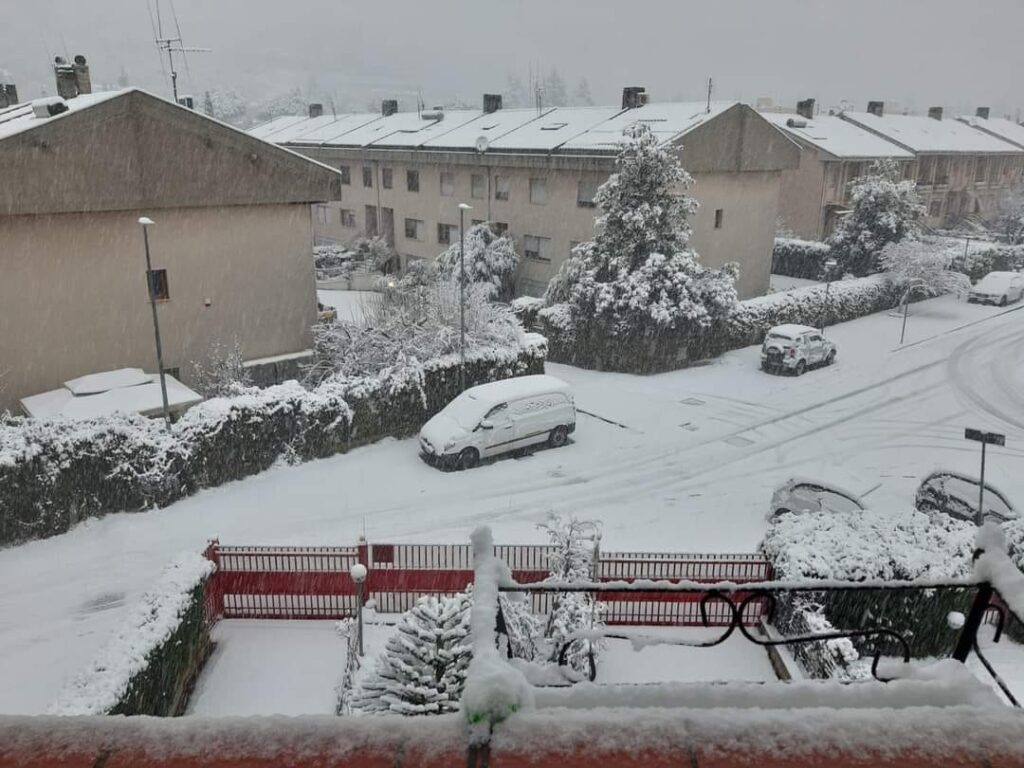 Neve a Rieti. Foto dalla pagina Facebook Meteo Lazio