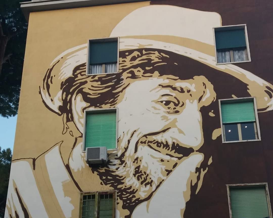 Il murale per Gigi Proietti a via Tonale