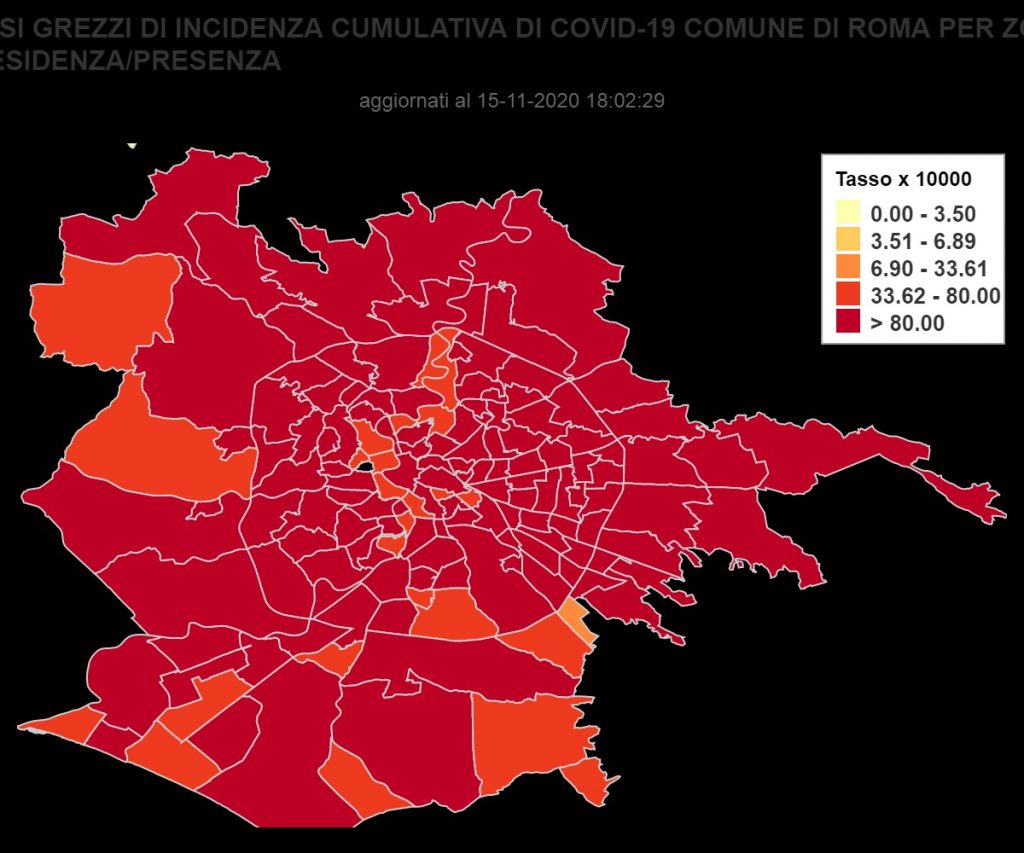 Covid, la mappa dei contagi a Roma