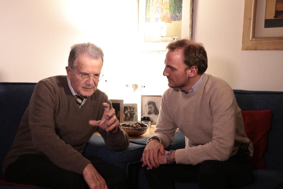 Giulio Gambino durante una intervista a Romano Prodi