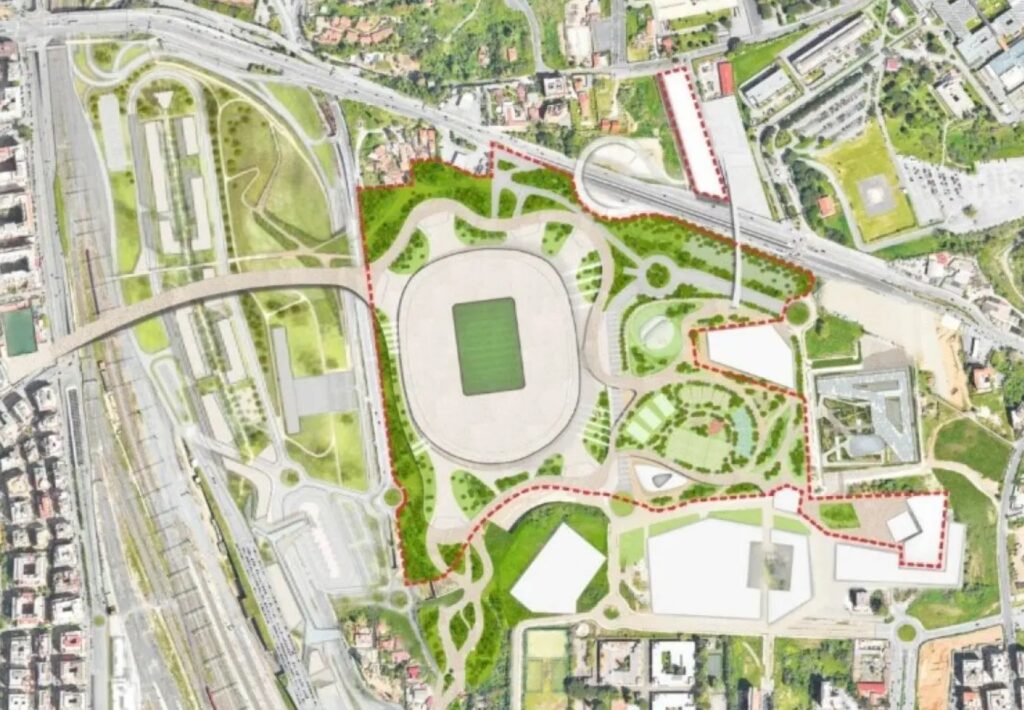 Il progetto dello stadio a Pietralata. Fonte Agenzia Dire