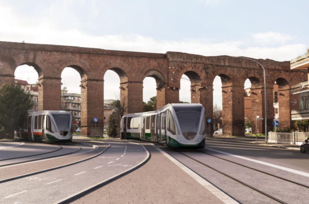 Un rendering del tram Togliatti. Immagine dal sito romamobilita.it