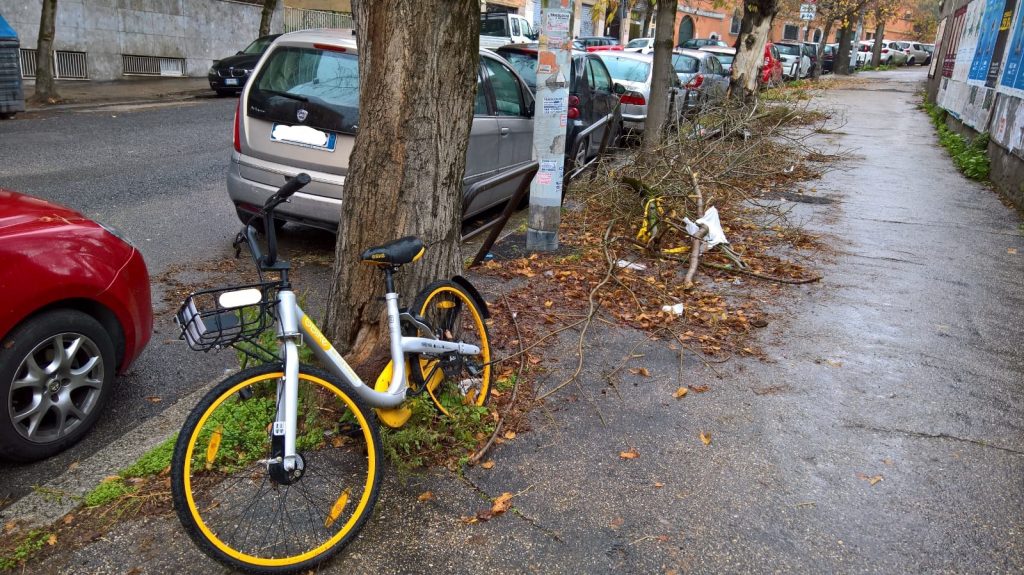 Bicicletta abbandonata in via Priscilla