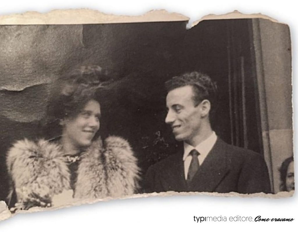Alberto Mieli in posa con la moglie Ester il giorno del loro matrimonio nel 1948. Si sono conosciuti circa due anni dopo il ritorno di lui da Auschwitz e sono stati insieme 40 anni, fino alla morte di lei