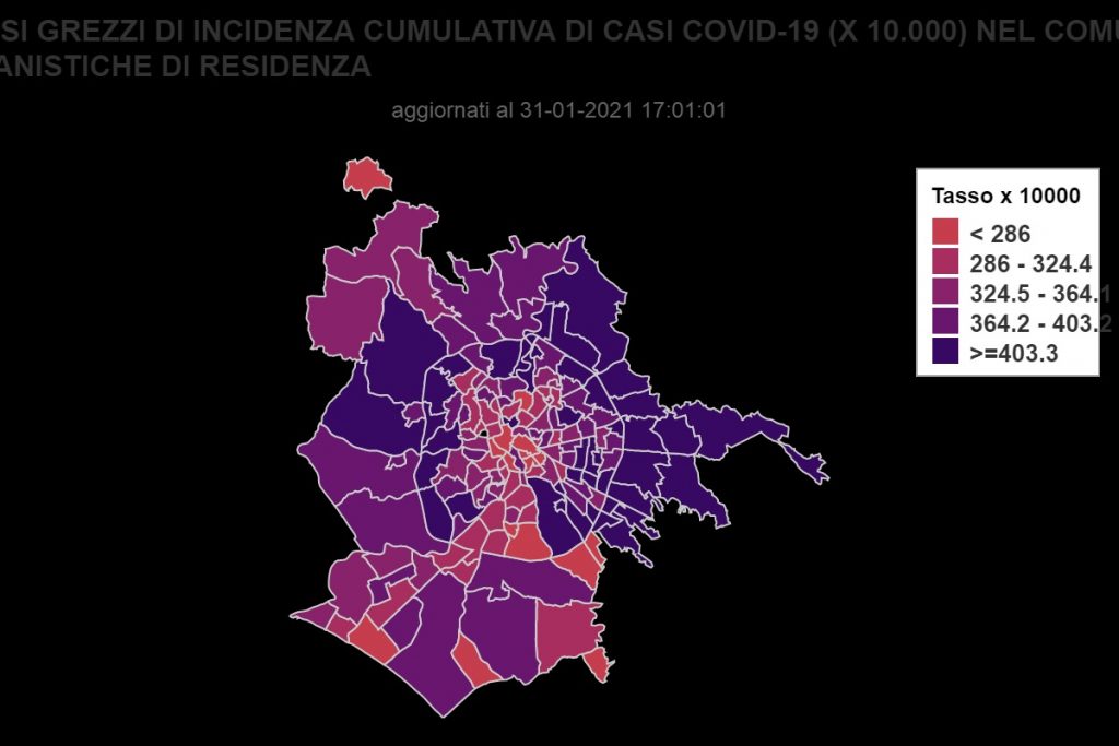 Covid, la mappa dei contagi a Roma