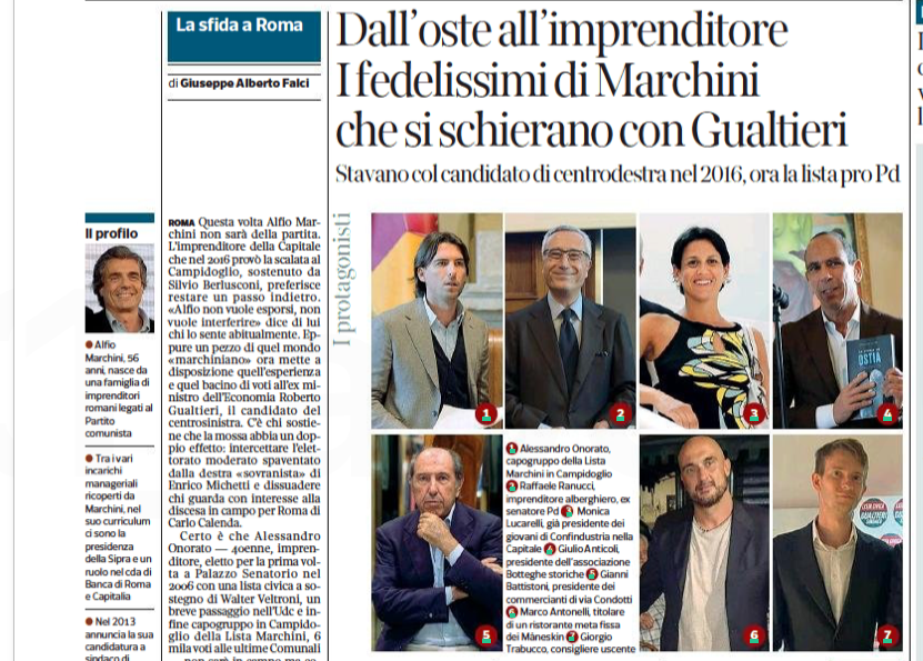 L'articolo del Corriere della Sera con Giulio Anticoli (primo da destra)
